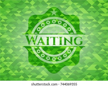 Waiting green mosaic emblem