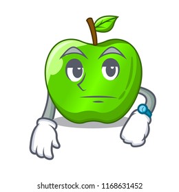 Waiting green smith apple isolated on cartoon