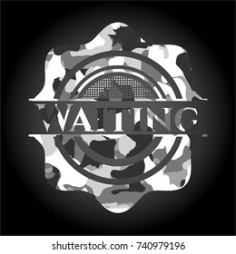 Waiting grey camouflage emblem