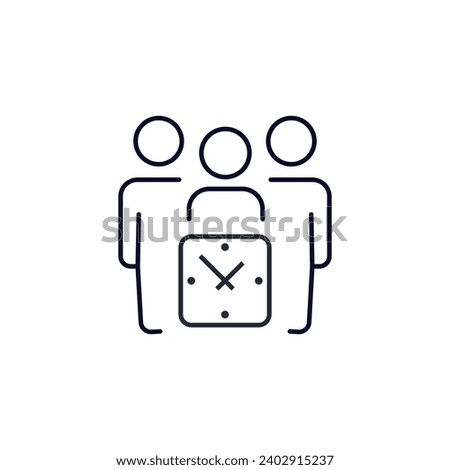 Waiting group.  Vector linear icon illustration isolated on white background.