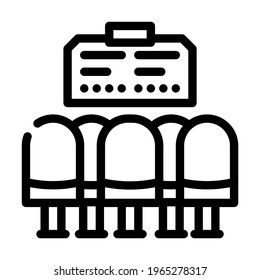 Wartezeit Bahnhof Linie Symbol Vektorgrafik. Wegweiser für den Bahnhof im Wartezimmer. isoliertes Kontursymbol