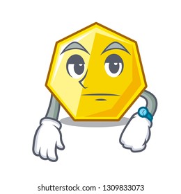 Waiting heptagon stick on the cartoon door