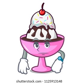 Waiting ice cream sundae mascot cartoon