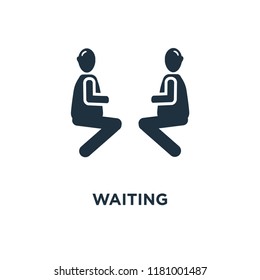 Waiting icon. Black filled vector illustration. Waiting symbol on white background. Can be used in web and mobile.