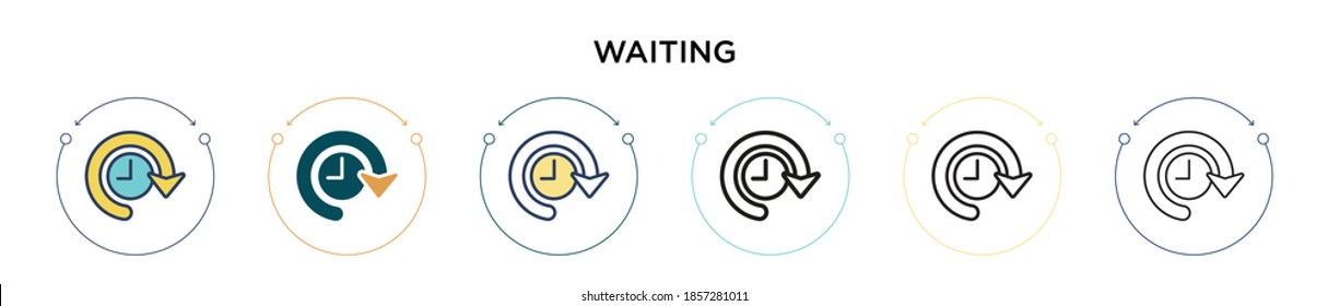 Waiting icon in filled, thin line, outline and stroke style. Vector illustration of two colored and black waiting vector icons designs can be used for mobile, ui, web