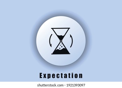Waiting icon, hourglass, waiting time. User interface icon. White Neumorphic UI UX web button. Neomorphism. Vector EPS10