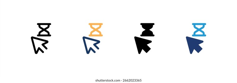 Es wird auf die Symbolsatz-Sammlung mit mehreren Stilen gewartet. Vektorgrafik.