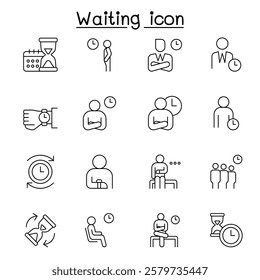 Waiting icon set in thin line style