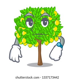Waiting lemon tree in the pot character