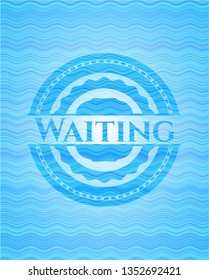 Waiting light blue water emblem background.