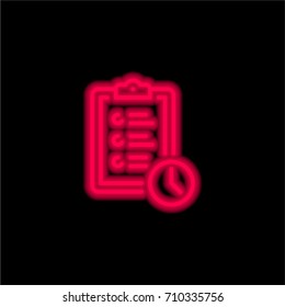 Waiting list red glowing neon ui ux icon. Glowing sign logo vector