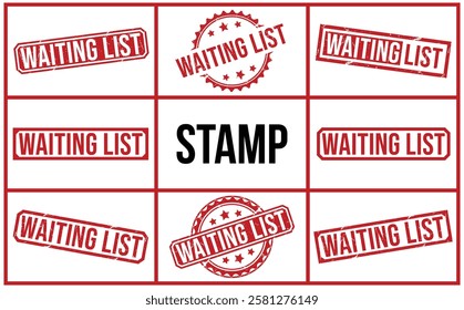 WAITING LIST red rubber stamp vector design.