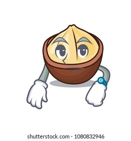 Waiting macadamia mascot cartoon style
