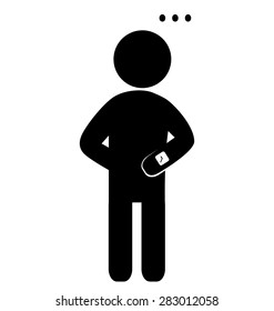 Waiting man with watches flat icon pictogram isolated on white background