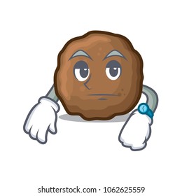 Waiting meatball mascot cartoon style