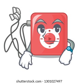 Waiting mp3 player isolated on with mascot