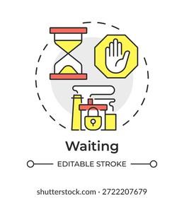 Waiting multi color concept icon. Time management, industrial production. Process control. Round shape line illustration. Abstract idea. Graphic design. Easy to use in article, infographic