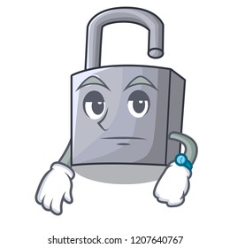 Waiting new metal padlock isolated on mascot