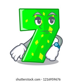 Waiting number seven isolated on the mascot