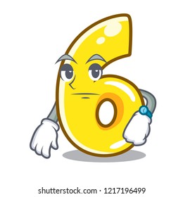 Waiting number six isolated on the mascot