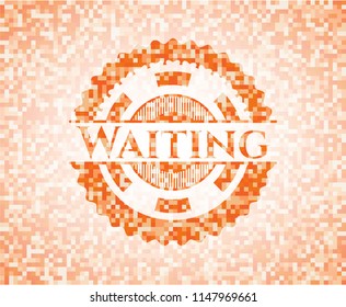 Waiting orange mosaic emblem