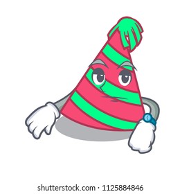 Waiting party hat mascot cartoon