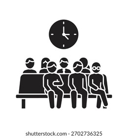 Passageiros à espera no portão de embarque simbolizando o salão do aeroporto e a partida do voo