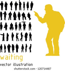 Waiting people vector silhouettes