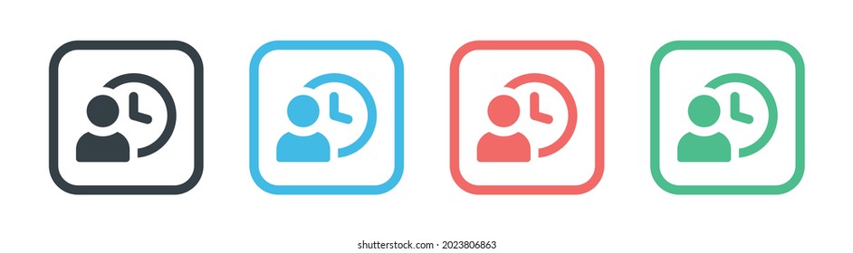 Icono de persona en espera. Símbolo de retardo de tiempo aislado en fondo blanco.