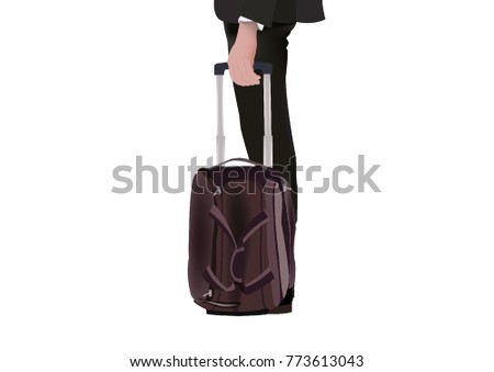 waiting person with suitcase