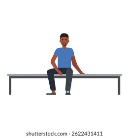 waiting a person with unique pose and expression, flat style illustration