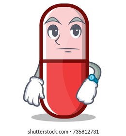 Waiting pill capsule cartoon character