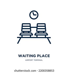 waiting place icon from airport terminal collection. Thin linear waiting place, place, wait outline icon isolated on white background. Line vector waiting place sign, symbol for web and mobile