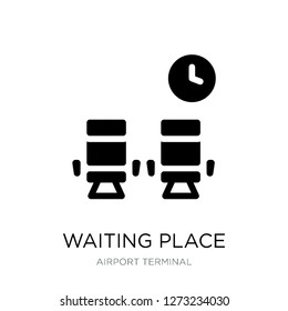 waiting place icon vector on white background, waiting place trendy filled icons from Airport terminal collection, waiting place simple element illustration