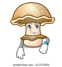 Waiting portobello mushroom mascot cartoon