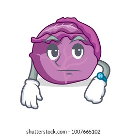 Waiting red cabbage mascot cartoon