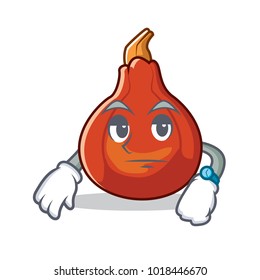 Waiting red kuri squash mascot cartoon