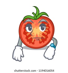 Waiting red tomato slices isolated on mascot