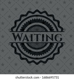 Waiting retro style black emblem. Vector Illustration. Detailed.