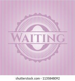 Waiting retro style pink emblem