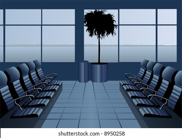 Aeropuerto de la sala de espera. azul. vector