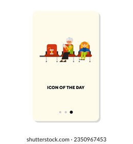 Waiting room in airport flat icon. Waiting room isolated sign. Airport, travelling concept. Vector illustration symbol elements for web design and apps