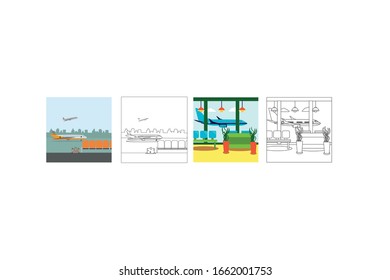 The Waiting Room Airport Object Vector Illustration Bundle