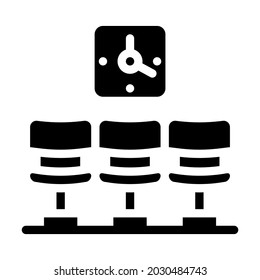 waiting room clock glyph icon vector. waiting room clock sign. isolated contour symbol black illustration