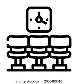 waiting room clock line icon vector. waiting room clock sign. isolated contour symbol black illustration