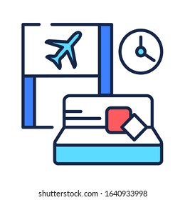 Waiting room color line icon. A special room in the airport, where people wait for their flight. Pictogram for web page, mobile app, promo. UI UX GUI design element. Editable stroke.