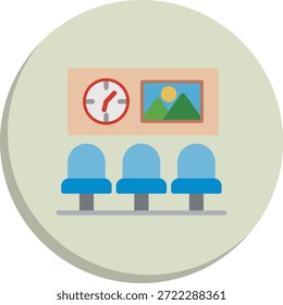 Icono de estilo de círculo plano de sala de espera