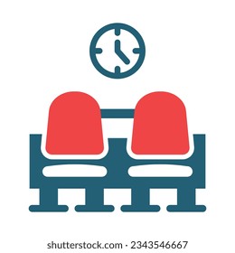 Waiting Room Glyph Two Color Icon For Personal And Commercial Use.
