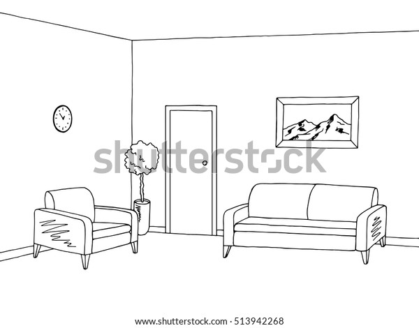 Waiting Room Graphic Black White Interior Stock Vector (Royalty Free ...