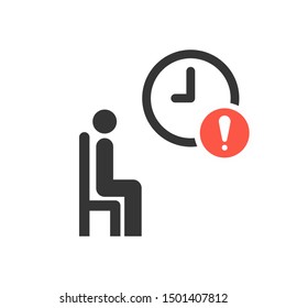 Waiting room icon with exclamation mark, alert, error, alarm, danger symbol